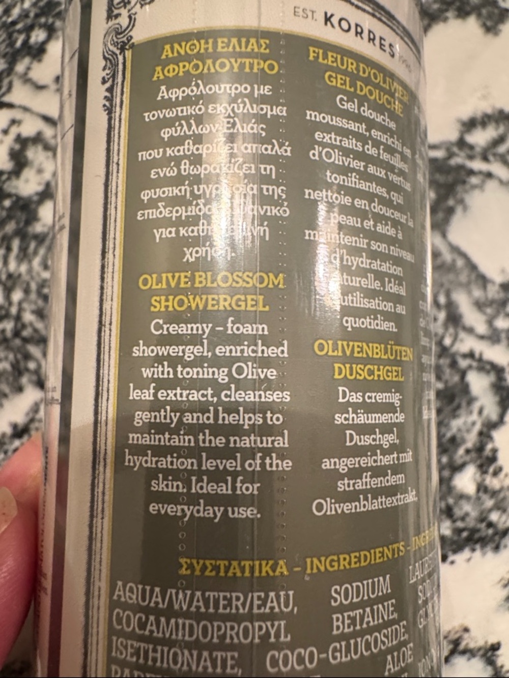 Korres Olive Blossom Shower Gel in Olive Green and Cream - Picture 5 of 7